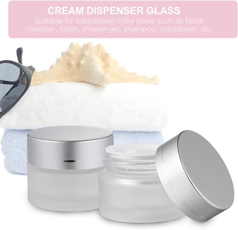 6 Pcs 15G Frosted Glass Cream Jars Set Refillable Cosmetic Containers with Lids - Image 4